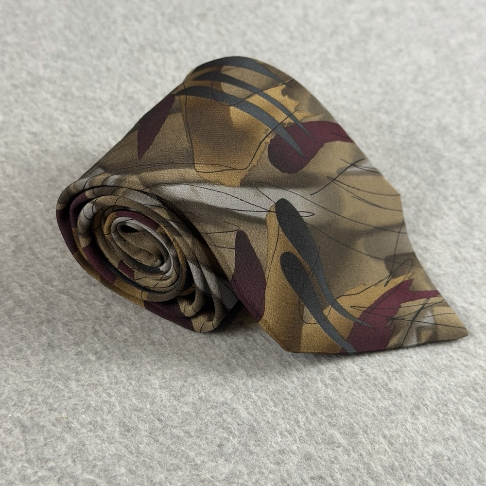 Vintage 1996 J Garcia Pine and Rock Silk Tie Jerry Garcia Abstract Art 56x3.75"